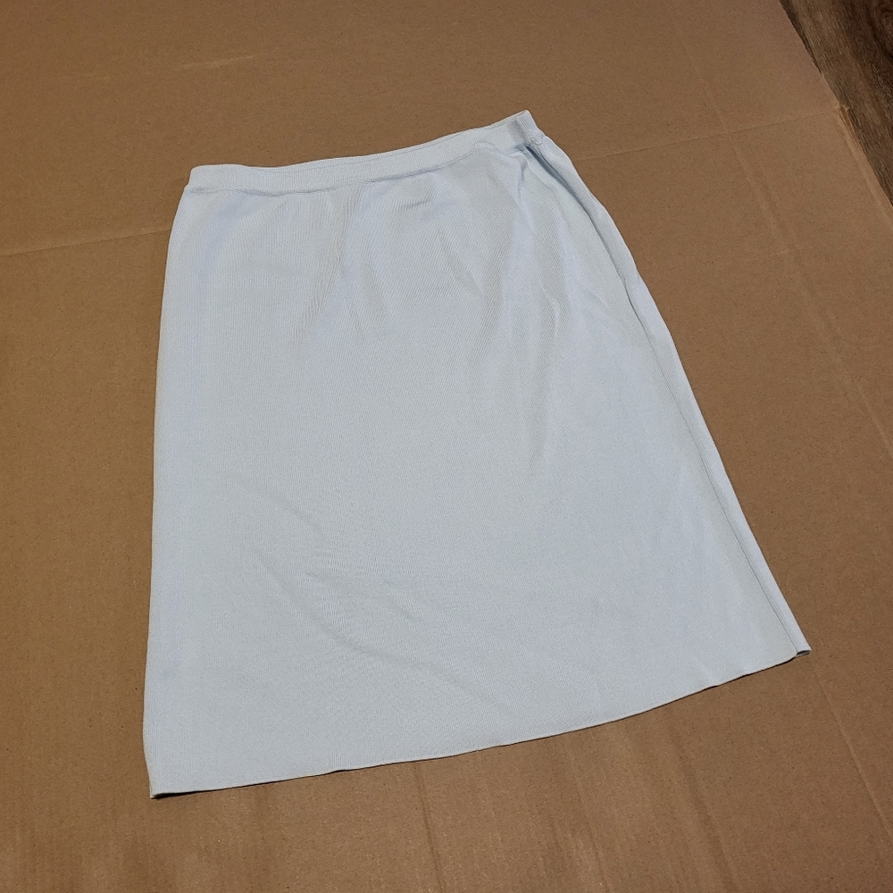 Grace Dane Lewis Skirt size Large Stretch  Knit Baby Blue Modest Elastic Waist